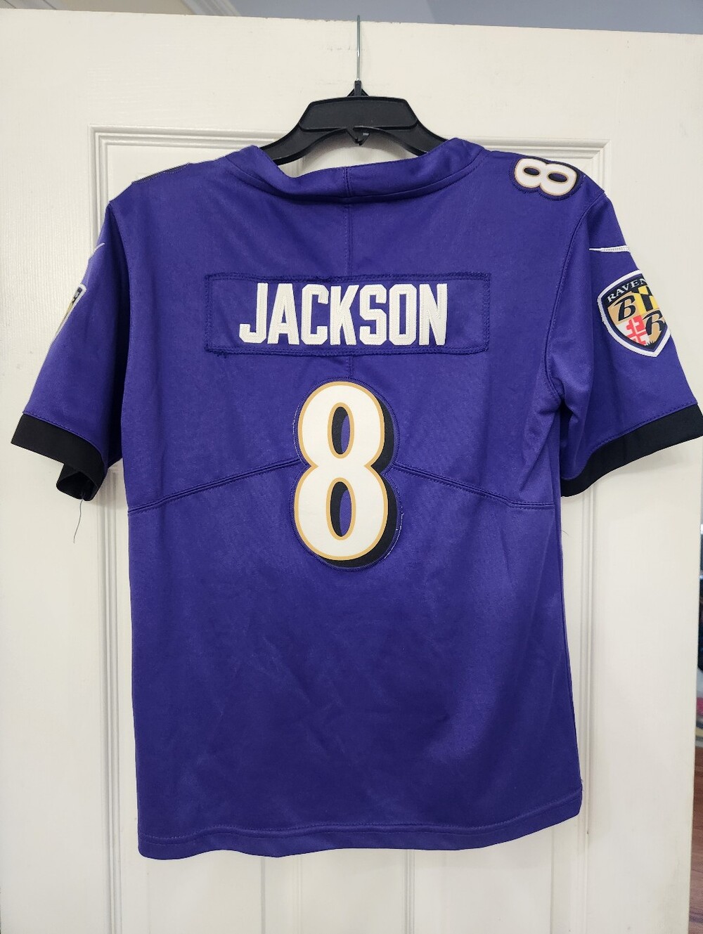 NFL Ravens Lamar Jackson #8 Purple Jersey with White & Gold Accents